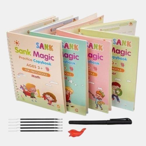 Kids Magic Practice Copybook Set (4 BOOKS,1 PEN,1 GRIP,10 REFILL)